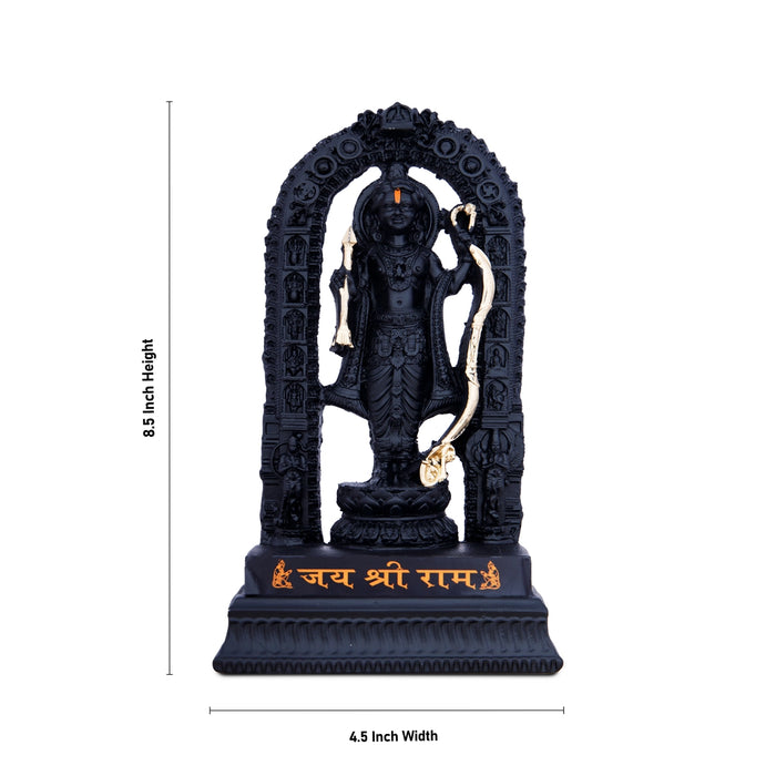 Ayodhya Rama Idol - 8.5 x 4.5 Inches | Poly Resin Statue/ Black Ayodhya Ramar Statue for Pooja - Fibre Murties