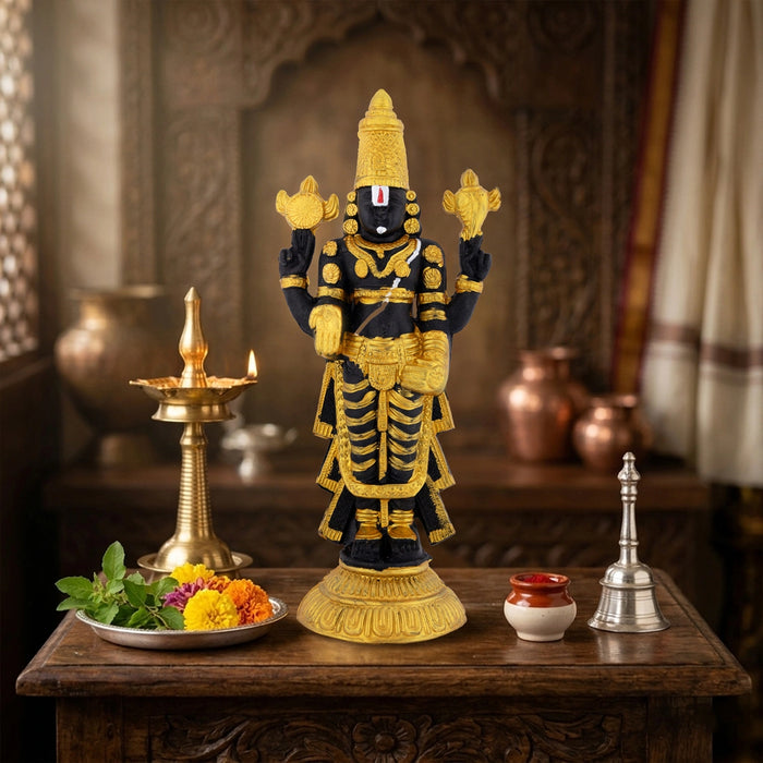 Balaji Standing On Base Murti - 10.5 x 4.5 Inches| Resin Perumal Idol/ Srinivasan Statue For Pooja