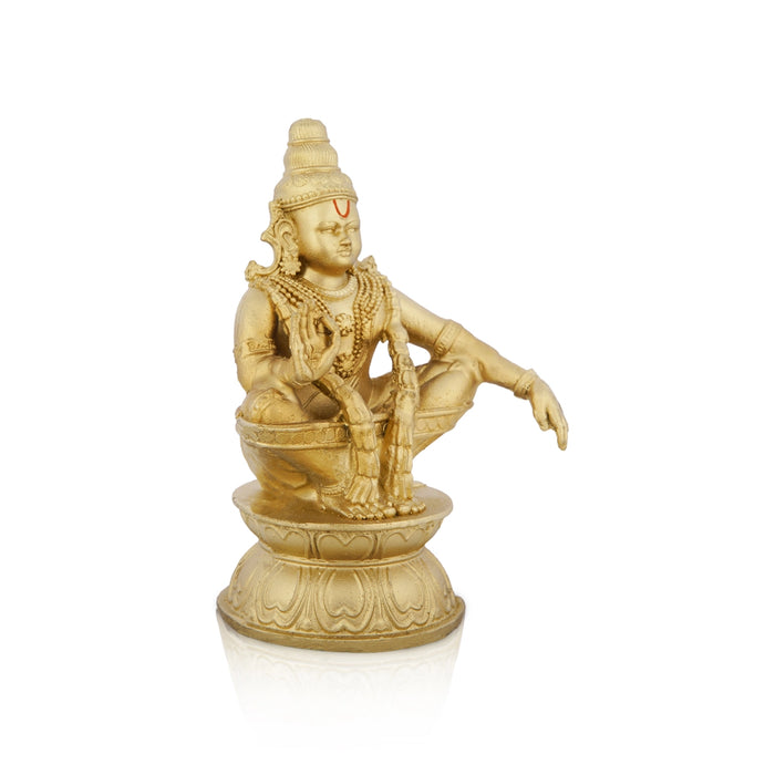 Ayyappan Statue Sitting On Base - 4 x 2.5 Inches | Resin Statue/ Ayyappa Idol for Pooja - Fibre Murties