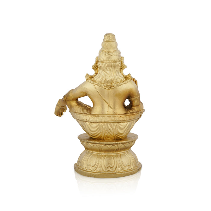 Ayyappan Statue Sitting On Base - 4 x 2.5 Inches | Resin Statue/ Ayyappa Idol for Pooja - Fibre Murties