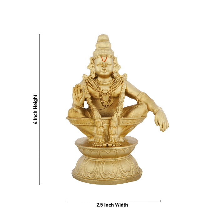 Ayyappan Statue Sitting On Base - 4 x 2.5 Inches | Resin Statue/ Ayyappa Idol for Pooja - Fibre Murties