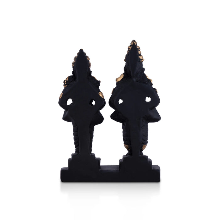 Vitthal Rukmini Murti With Base - 5 x 3.5 Inches | Resin Statue/ Black Colour Vitthal Rakhumai Murti for Pooja - Fibre Murties
