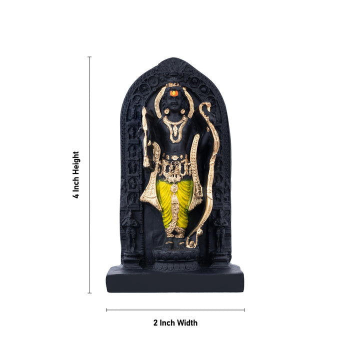 Ayodhya Rama Idol - 4 X 2 Inches | Polyresin Statue/ Ramar Statue/ Rama Murti For Pooja & Gifting - Fibre Murties