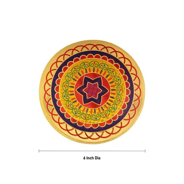 Kolam Sticker - 6 Inches | Rangoli Sticker/ Muggulu Sticker/ Readymade Rangoli Sticker for Floor Decor