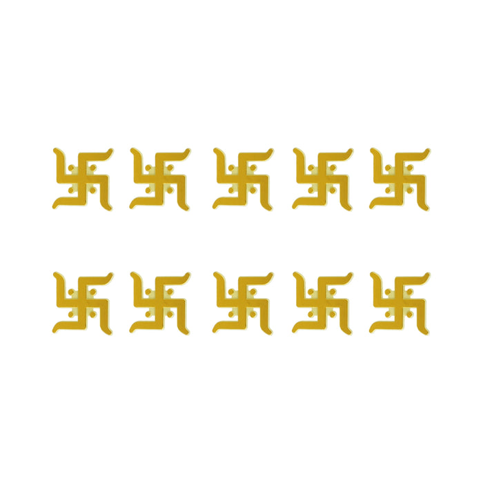 Swastik Wall Sticker - 1.5 x 1.5 Inches | 10 Pcs/ Decorative Spiritual Sticker/ Swastik For Door & Pooja Room