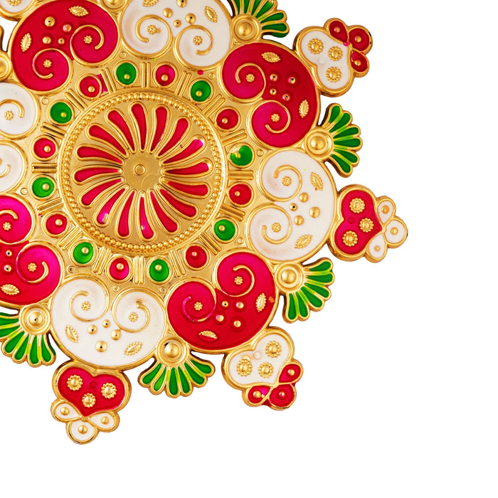 Acrylic Rangoli - 8 Inches | Muggulu Sticker/ Kolam/ Rangoli Design for Pooja Room Decor - Kolam & Rangoli