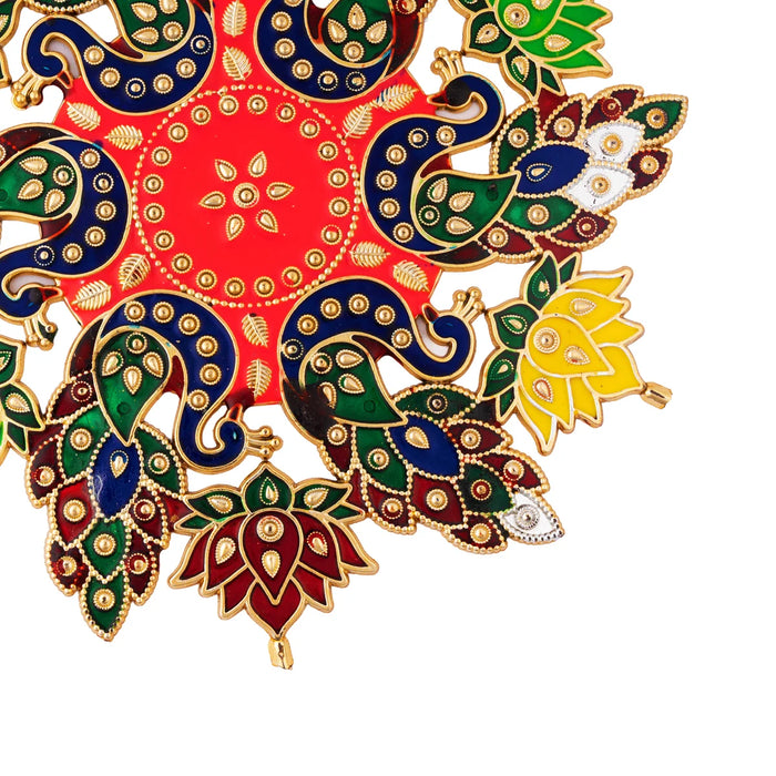 Acrylic Rangoli - 8 Inches | Muggulu Sticker/ Kolam/ Rangoli Design for Pooja Room Decor - Kolam & Rangoli