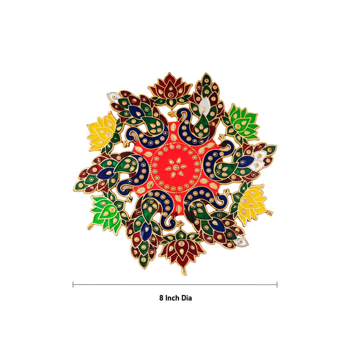 Acrylic Rangoli - 8 Inches | Muggulu Sticker/ Kolam/ Rangoli Design for Pooja Room Decor - Kolam & Rangoli