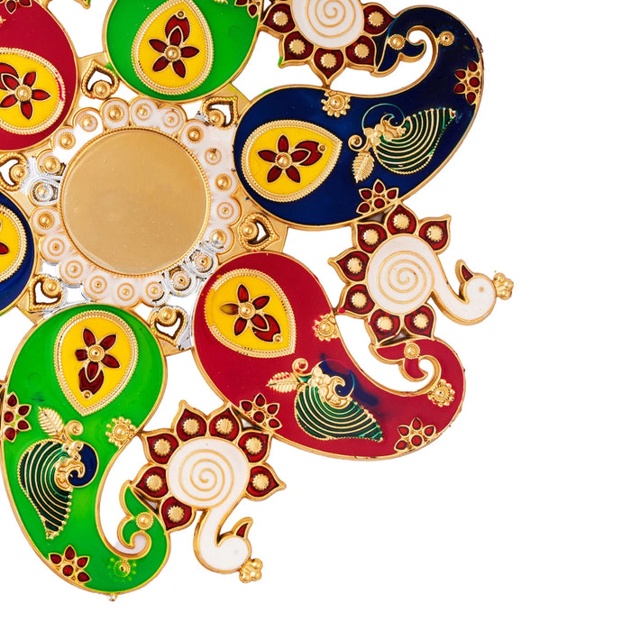 Acrylic Rangoli - 8 Inches | Muggulu Sticker/ Kolam/ Rangoli Design for Pooja Room Decor - Kolam & Rangoli