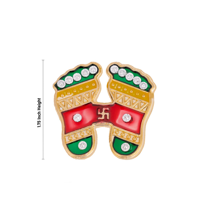 Padham Sticker Pair - 1.75 X 1.75 Inches | Stone & Swastik Design Paduka/ Padam For Pooja & Home - Pooja Box & Paduka