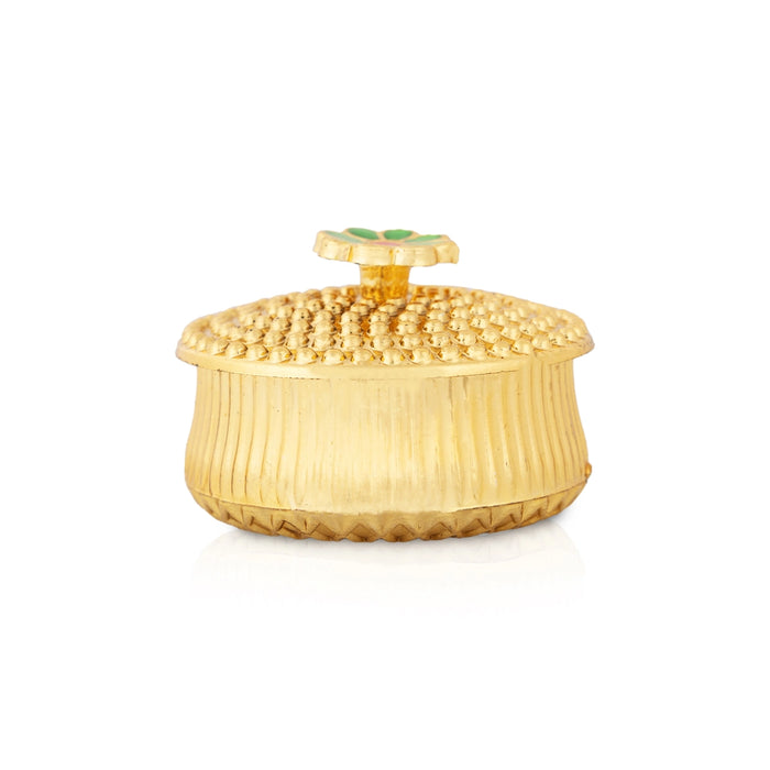 Kumkum Box Set - 2 Inch Dia | 10 Pcs/ Kumkum Bharani/ Gold Polish Sindoor Pot for Women - Sindoor Box