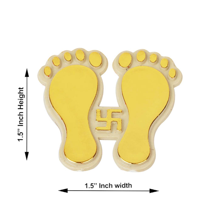 Padham Sticker Set - 1.5 x 1.5 Inches | 10 Pcs/ Golden Paduka / Padam Sticker for Pooja
