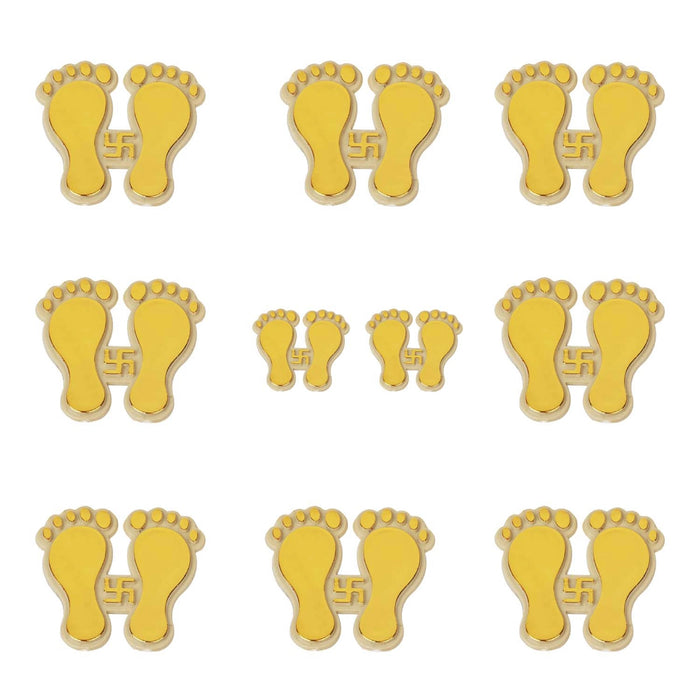 Padham Sticker Set - 1.5 x 1.5 Inches | 10 Pcs/ Golden Paduka / Padam Sticker for Pooja