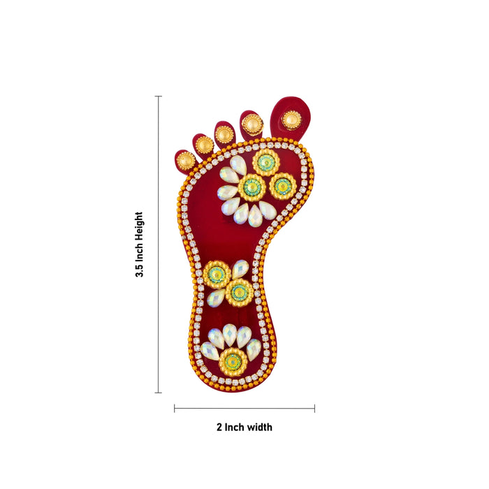 Stone Padham Pair - 3.5 x 2 Inches | Multicolour Stone Paduka/ Decorative Leg for Deity Decor