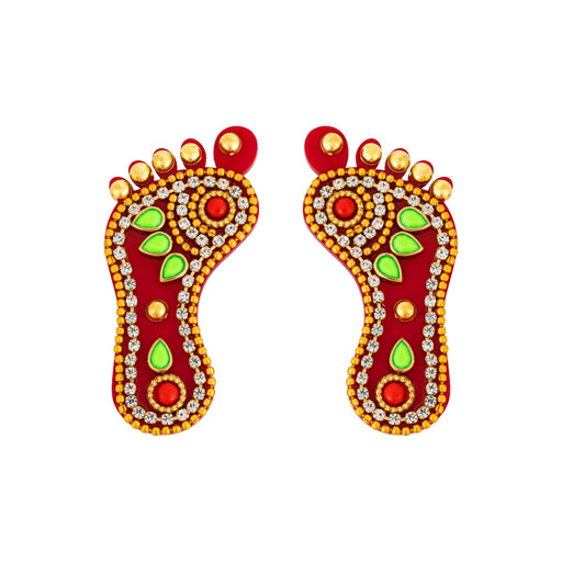 Krishnar Padam Pair - 2 X 1 Inches | Stone Design Lakshmi Paduka/ Padham For Auspicious Pooja - Pooja Box & Paduka