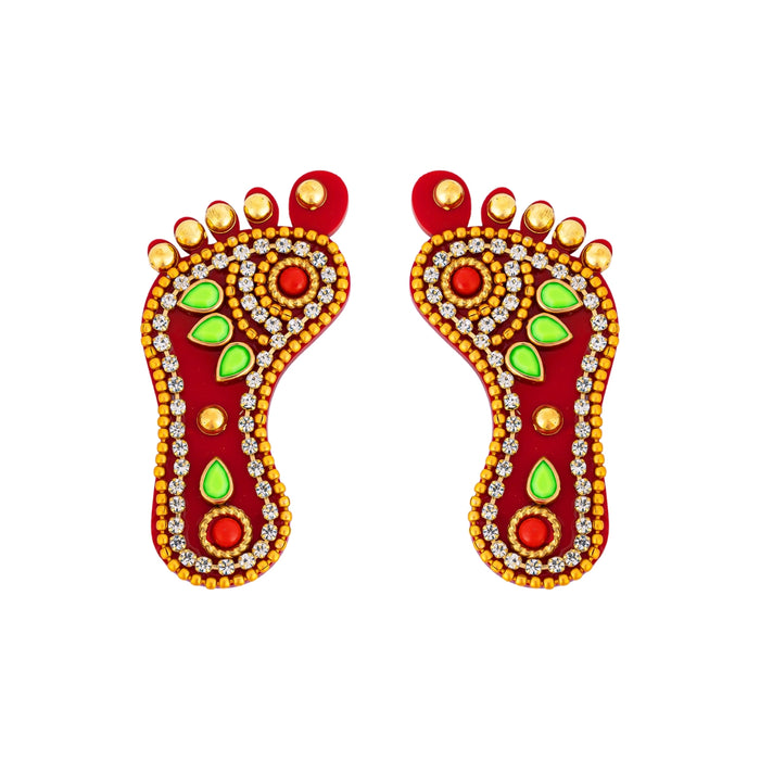 Krishnar Padam Pair - 2 X 1 Inches | Stone Design Lakshmi Paduka/ Padham For Auspicious Pooja - Pooja Box & Paduka