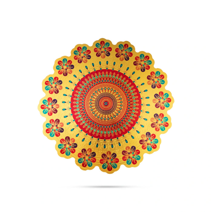 Rangoli Sticker - 12 x 12 Inches | Kolam Sticker/ Muggulu Sticker/ Readymade Rangoli Sticker for Floor Decor