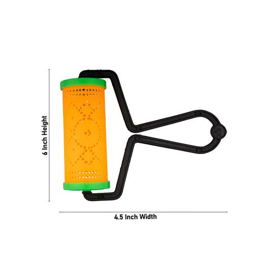 Rangoli Roll Pair - 6 x 4.5 Inches | Plastic Kolam Rangoli Stencil/ Rangoli Roller for Floor Decor/ Assorted Colour - Kolam & Rangoli