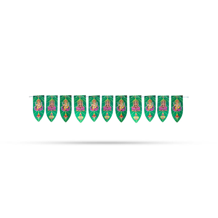 Toran - 32 Inches | Bandanwar/ Golden Green Leaf Thoran for Door Decor/ 15 Gms Approx - Toran