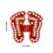 Swastik With Moti Design Paduka Sticker Pair - 2.25 x 2.5 Inches | Red Colour Padham for Pooja Decor - Pooja Box & Paduka