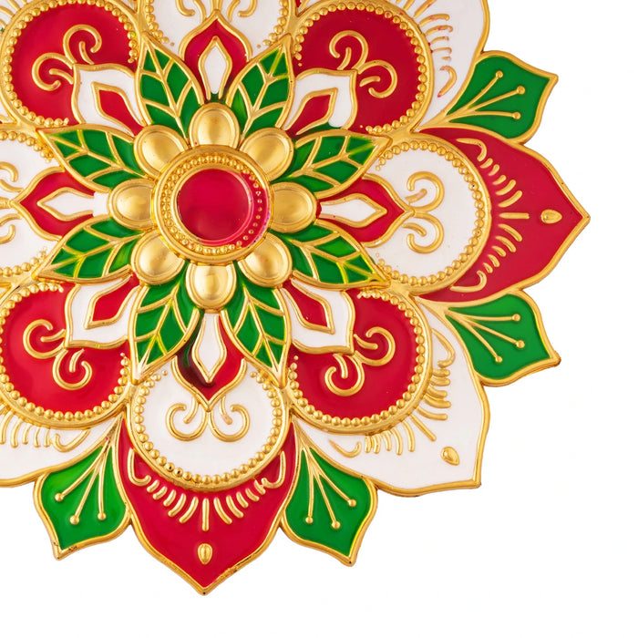 Acrylic Rangoli - 8 Inches | Readymade Kolam/ Kundan Rangoli/ Muggulu Rangoli for Home Decor