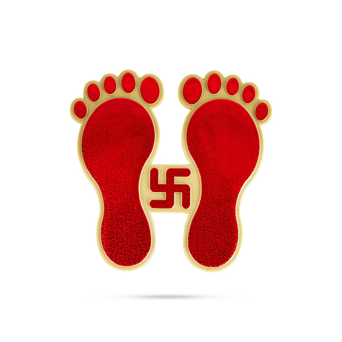 Red Colour Padham Sticker Set - 2.75 Inches | Paduka/ 6 Pcs/ Padam For Home Pooja - Pooja Box & Paduka