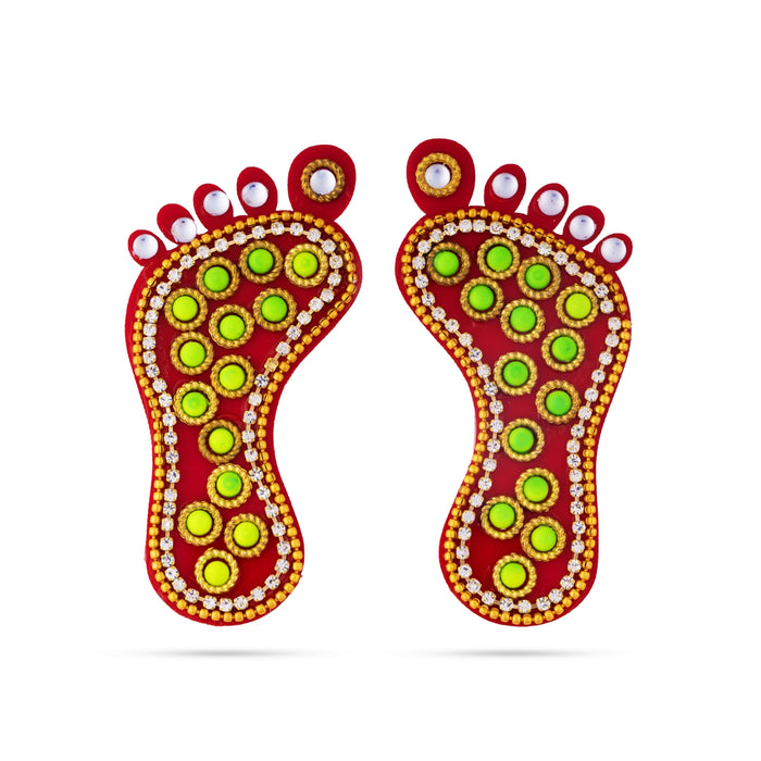 Stone Padham Pair - 3 Inches | Multicolour Stone Paduka/ Decorative Leg for Deity Decor
