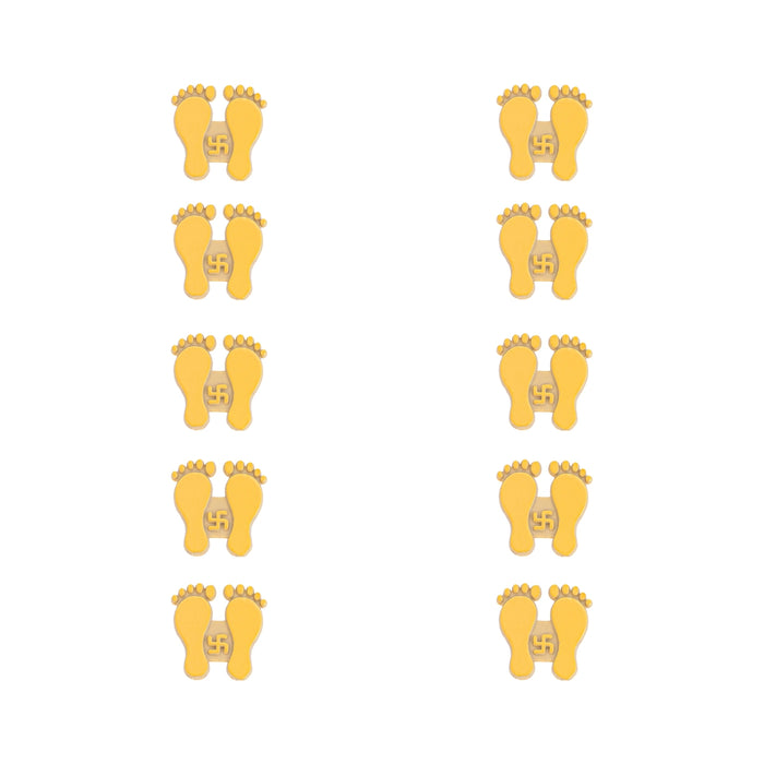 Gold Colour Padham Sticker Set - 1 x 1 Inch | 10 Pcs/ Paduka/ Padam For Home Pooja - Pooja Box & Paduka