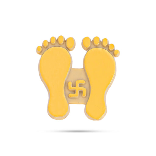 Gold Colour Padham Sticker Set - 1 x 1 Inch | 10 Pcs/ Paduka/ Padam For Home Pooja - Pooja Box & Paduka