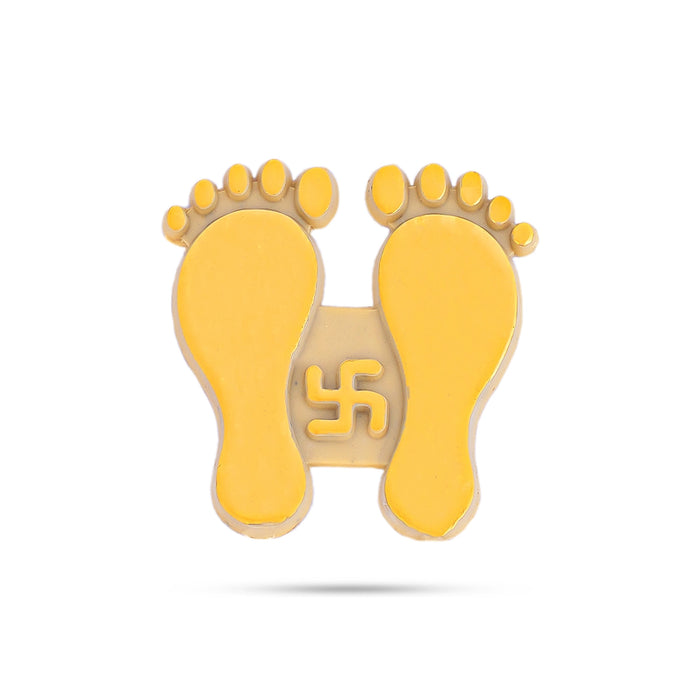 Gold Colour Padham Sticker Set - 1 x 1 Inch | 10 Pcs/ Paduka/ Padam For Home Pooja - Pooja Box & Paduka