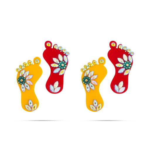 Krishnar Padam Pair - 2 X 1 Inches | Lakshmi Paduka/ Stone Design Padham For Auspicious Pooja - Pooja Box & Paduka