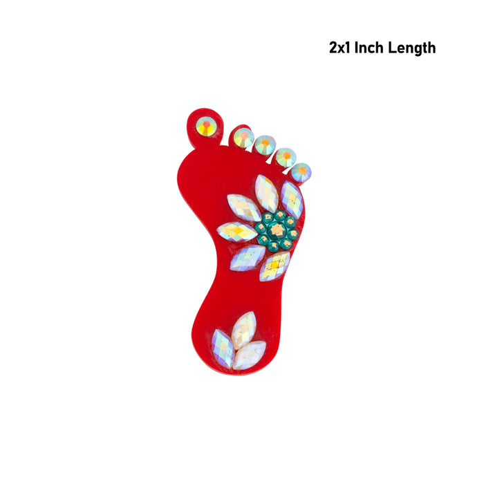 Krishnar Padam Pair - 2 X 1 Inches | Lakshmi Paduka/ Stone Design Padham For Auspicious Pooja - Pooja Box & Paduka