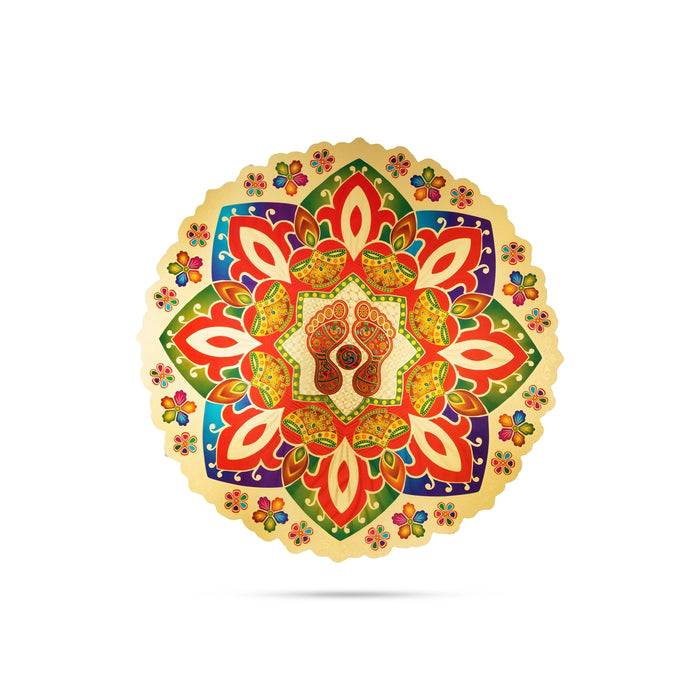 Muggulu Sticker - 15 Inches | Gold Kolam Sticker/ Colour Rangoli Sticker for Floor