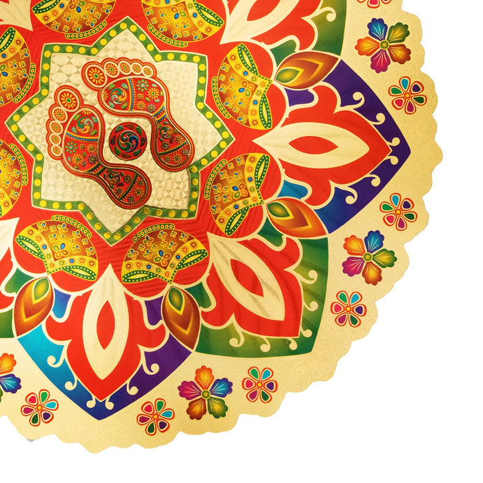 Muggulu Sticker - 15 Inches | Gold Kolam Sticker/ Colour Rangoli Sticker for Floor