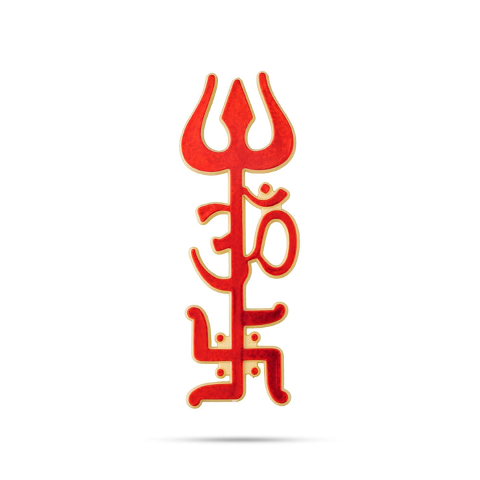 Trishul Om Swastik Sticker - 4.5 x 1.5 Inches | Trishul Symbol Wall Sticker/ Om Swastik Sticker for Pooja Room Decor