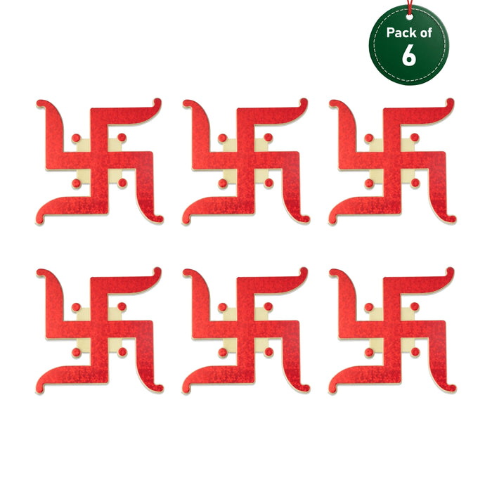 Swastik Sticker - 2.5 x 2.5 Inches | 6 Pcs/ Swastik Wall Decor/ Auspicious Decorative Sticker for Home & Office