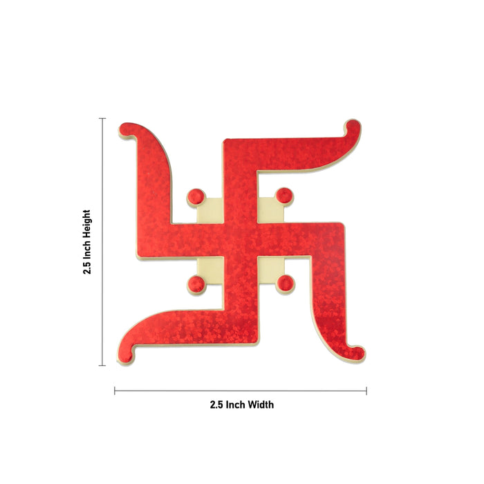Swastik Sticker - 2.5 x 2.5 Inches | 6 Pcs/ Swastik Wall Decor/ Auspicious Decorative Sticker for Home & Office