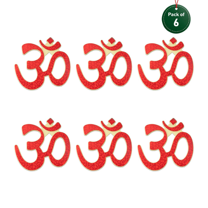 Om Sticker Set - 2.5 x 3 Inches | 6 Pcs/ Wall Decor/ Hindi Om Wall Sticker For Pooja Space