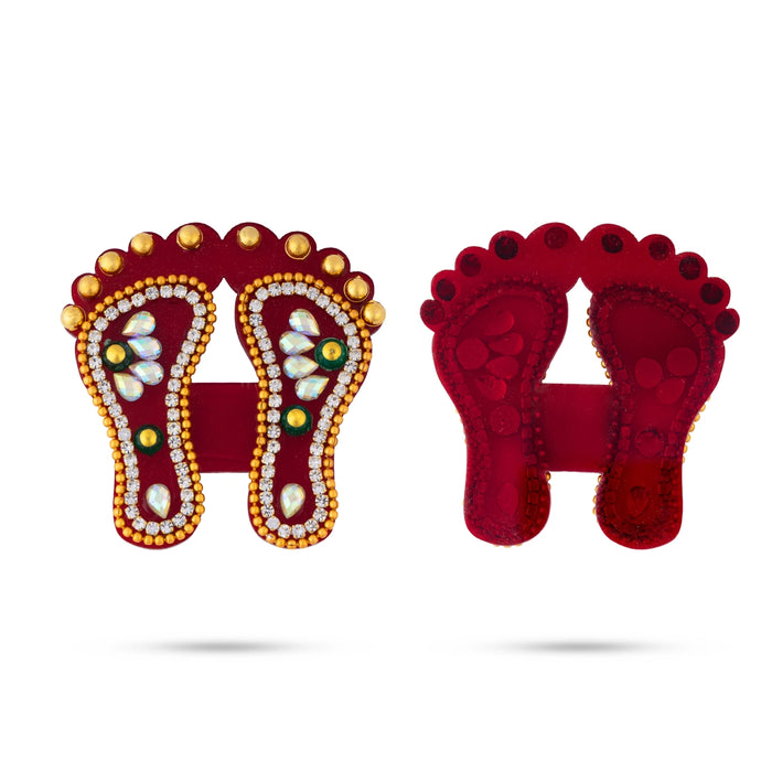 Padham Sticker Pair - 2 x 2 Inches | 3 Pcs/ Designer Swastik & Paduka/ Padham For Pooja & Home