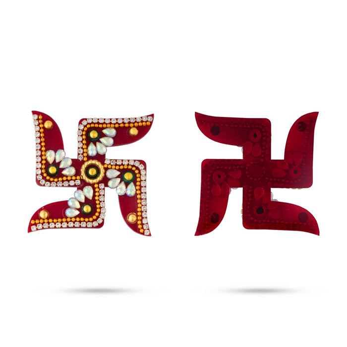 Padham Sticker Pair - 2 x 2 Inches | 3 Pcs/ Designer Swastik & Paduka/ Padham For Pooja & Home