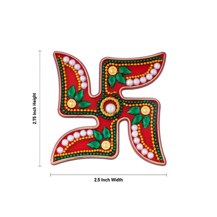 Swastik Padham Sticker - 2.75 x 2.5 Inches | 3 Pcs/ Decorative Swastik & Paduka Sticker/ Padham for Pooja Decor
