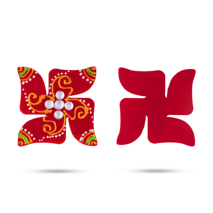 Swastik Padham Sticker - 1.5 x 1.5 Inches | 3 Pcs/ Decorative Swastik & Paduka Sticker/ Padham for Pooja Decor