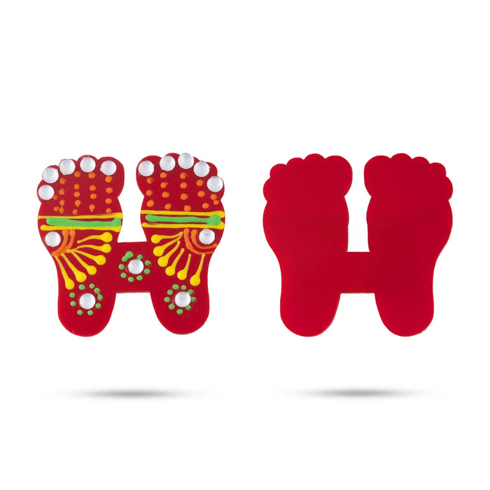 Swastik Padham Sticker - 1.5 x 1.5 Inches | 3 Pcs/ Decorative Swastik & Paduka Sticker/ Padham for Pooja Decor