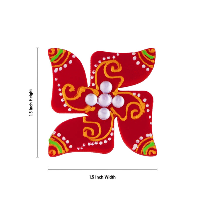 Swastik Padham Sticker - 1.5 x 1.5 Inches | 3 Pcs/ Decorative Swastik & Paduka Sticker/ Padham for Pooja Decor