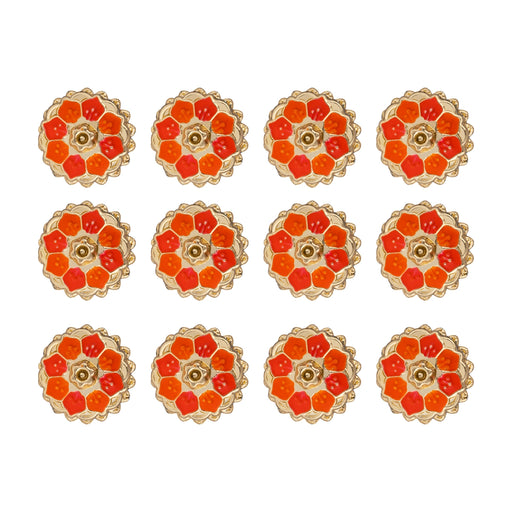 Kumkum Box Set - 1.5 Inches Dia | 12 Pcs/ Kumkum Bharani/ Gold Polish Sindoor Pot for Women - Sindoor Box