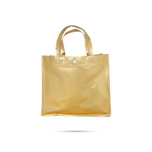 Shopping Bag with Button - 11 x 12 Inches | Gift Bag/ Gold & Silver Hand Bag for Men & Women - Bags & Pouches
