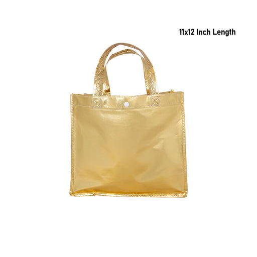 Shopping Bag with Button - 11 x 12 Inches | Gift Bag/ Gold & Silver Hand Bag for Men & Women - Bags & Pouches