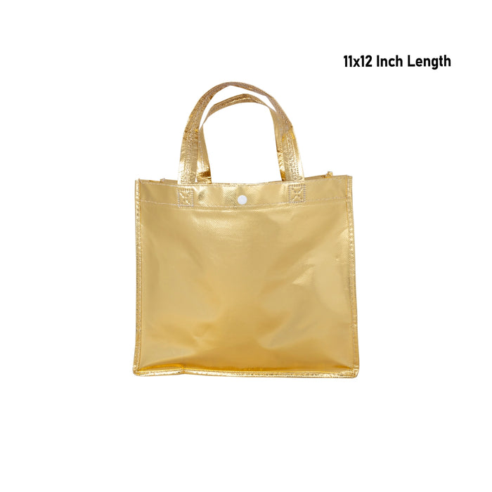 Shopping Bag with Button - 11 x 12 Inches | Gift Bag/ Gold & Silver Hand Bag for Men & Women - Bags & Pouches