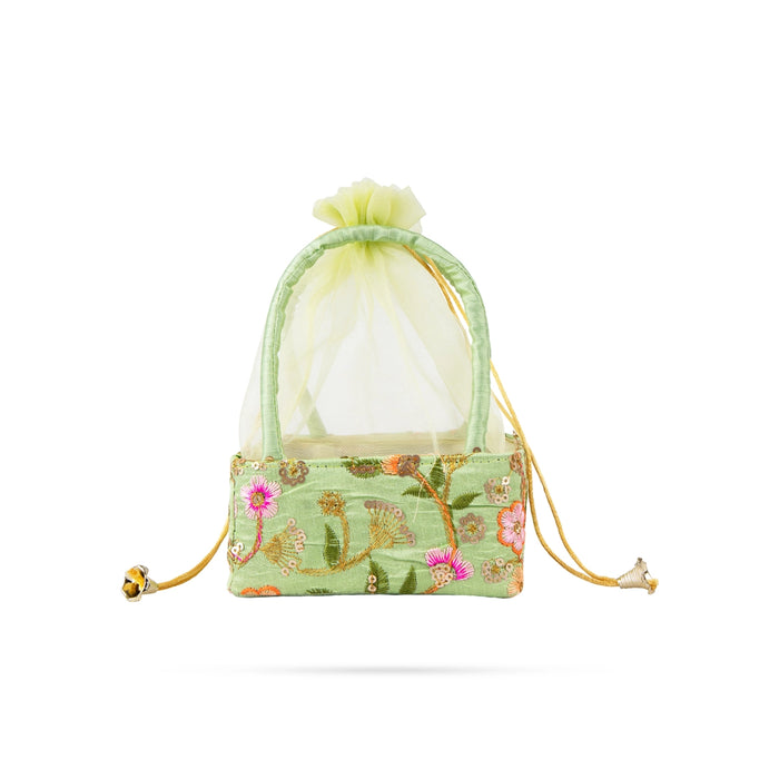 Laddu Gopal Basket With Net Cover - 3 x 6 x 6 Inches | Kanha Ji Ki Tokri/ Carry Basket for Laddu Gopal - Deity Accessories