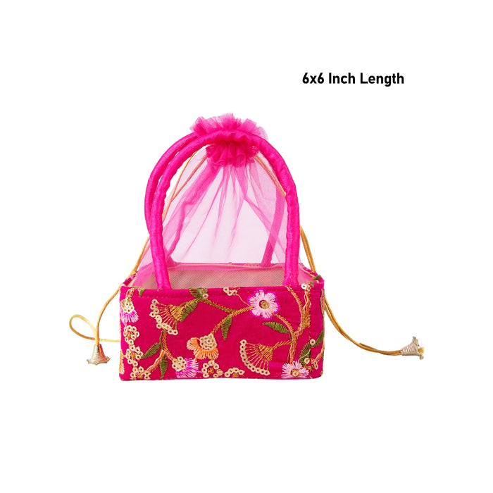 Laddu Gopal Basket With Net Cover - 3 x 6 x 6 Inches | Kanha Ji Ki Tokri/ Carry Basket for Laddu Gopal - Deity Accessories